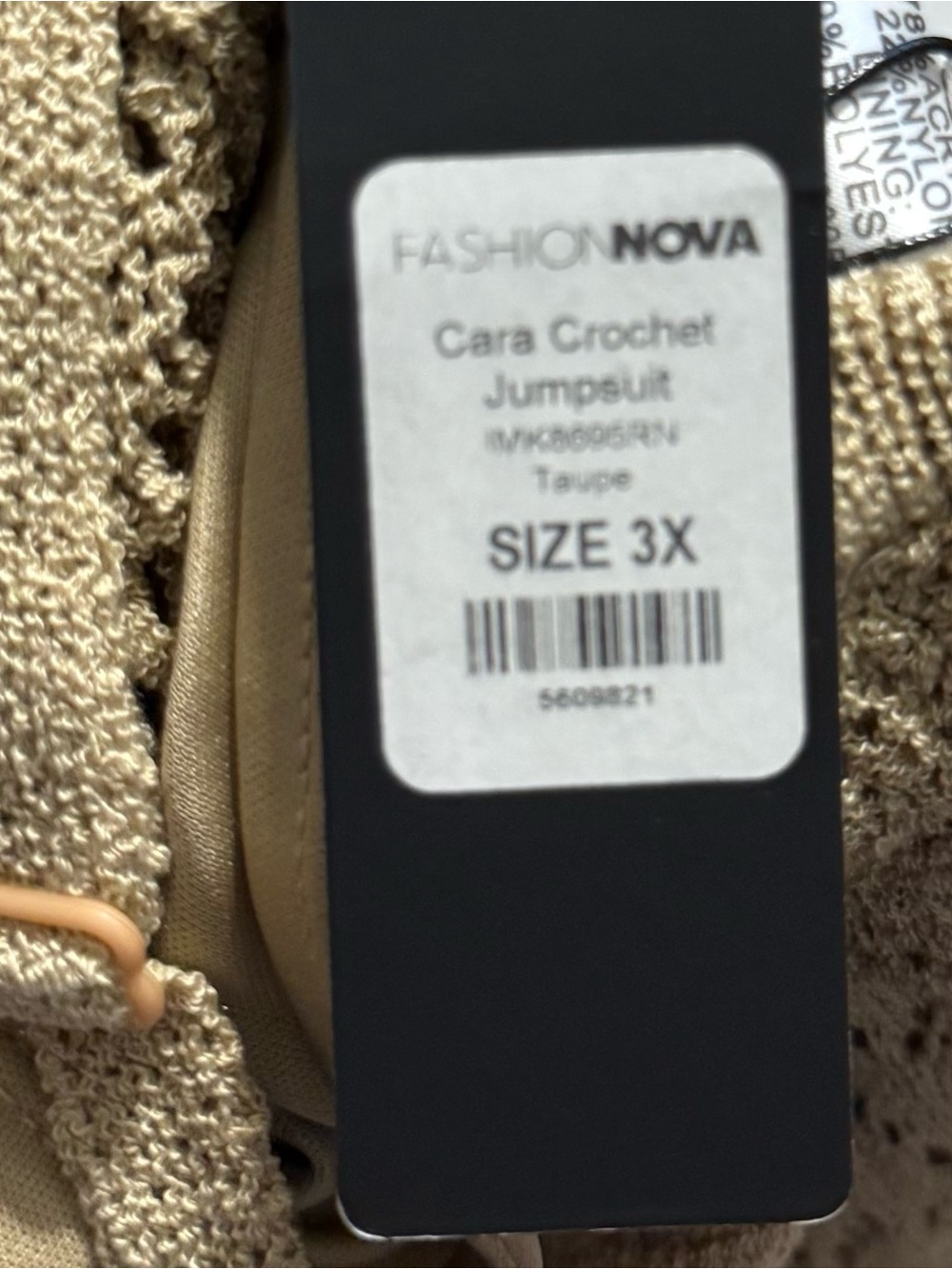 Fashion Nova Beige Crochet Knit Spaghetti-Strap Jumpsuit - Picture 7 of 7